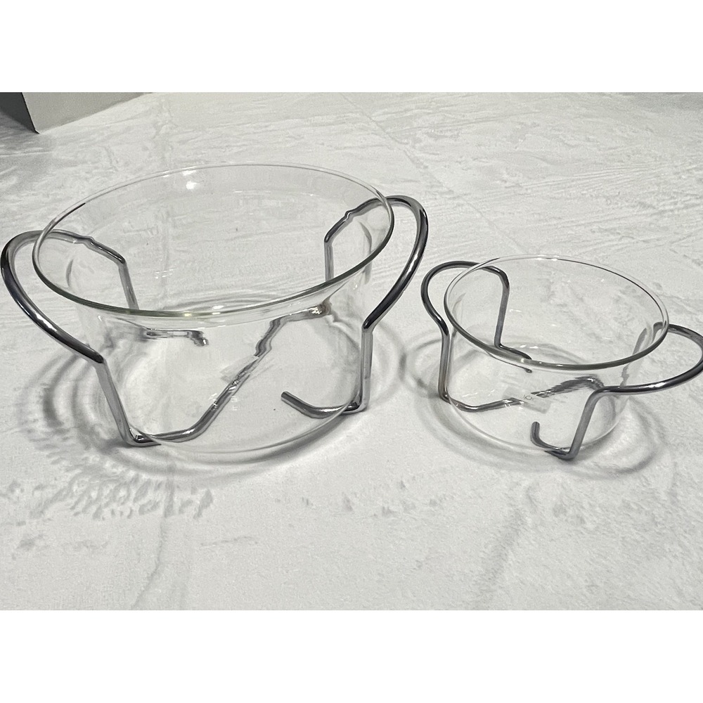 BODUM Germany Hot Pot Glass Bowls + Steel Holders 8oz,‎ 2.75 qt. K4602 Set of 2